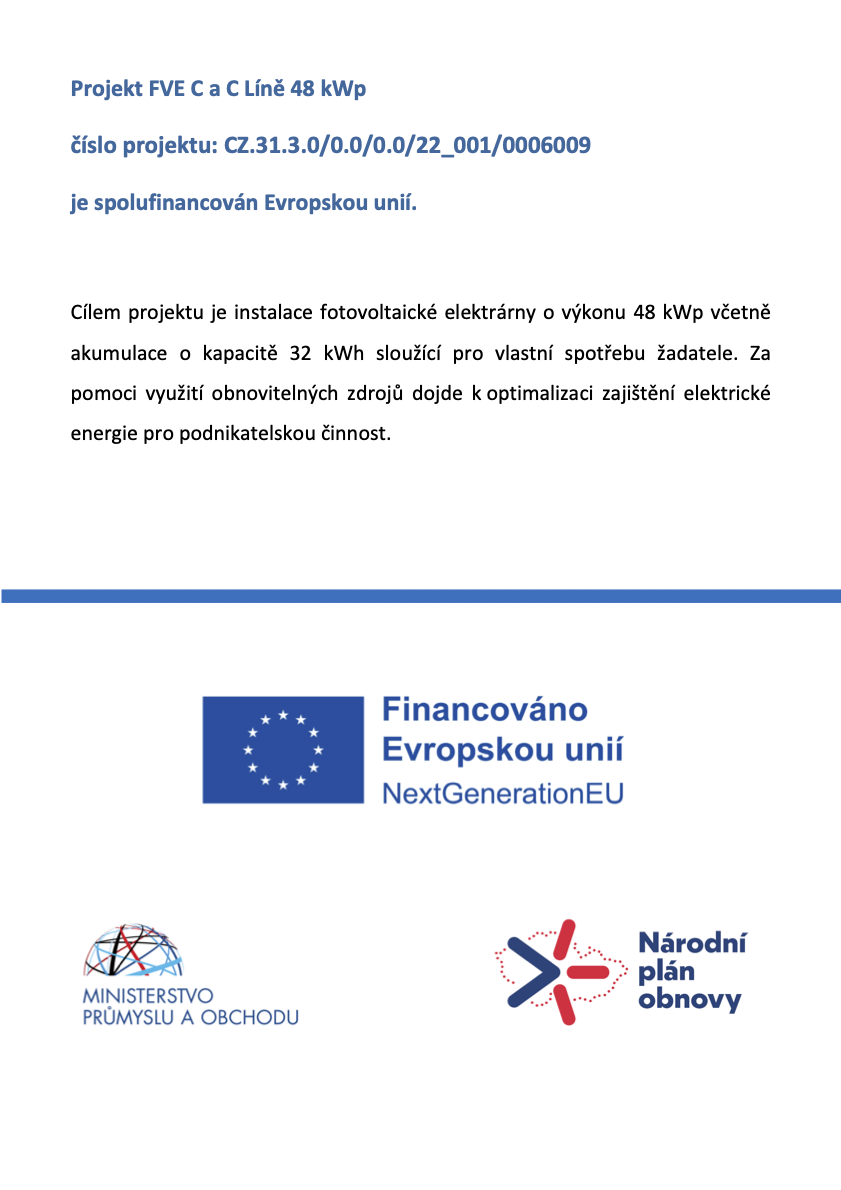 Projekt FVE C a C Líně 48 kWp